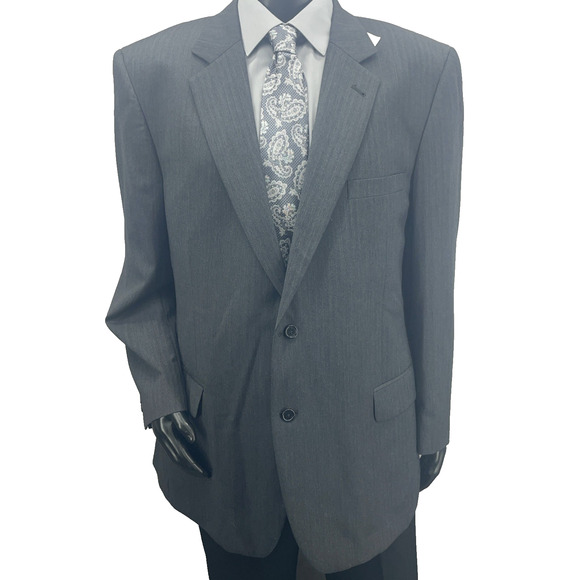 NWT Jos A Bank Signature Mens 48R Dark Gray Herringbone Blazer Coat Suit Jacket - Picture 1 of 8